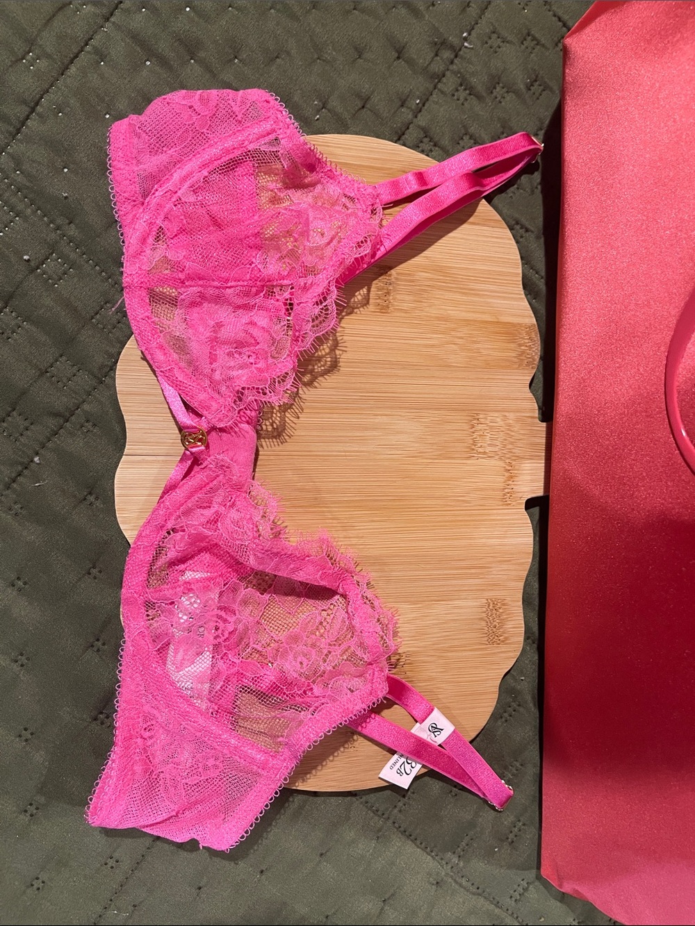 Victoria's Secret Sheer Lace Bra in Bright Pink